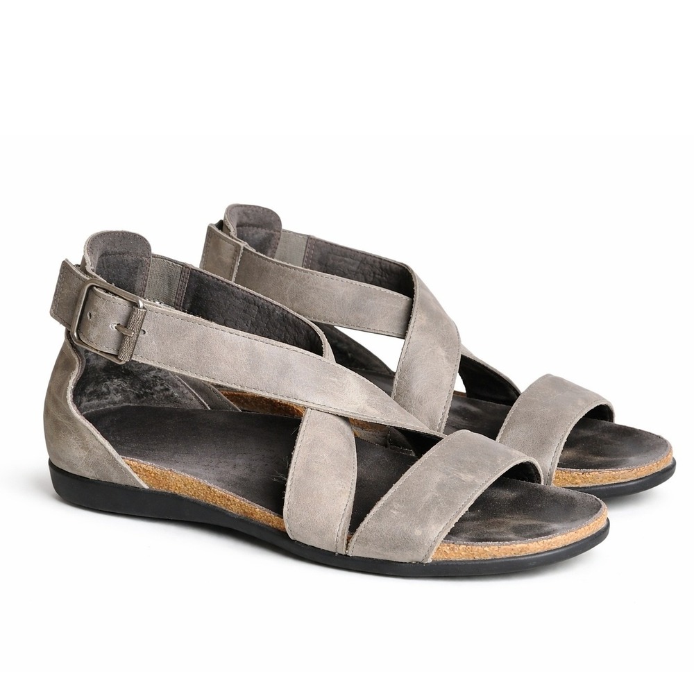 NAOT EU 39 US 8‎ Gray Leather Strappy Rianna Sandals Resort Quiet Luxury Travel